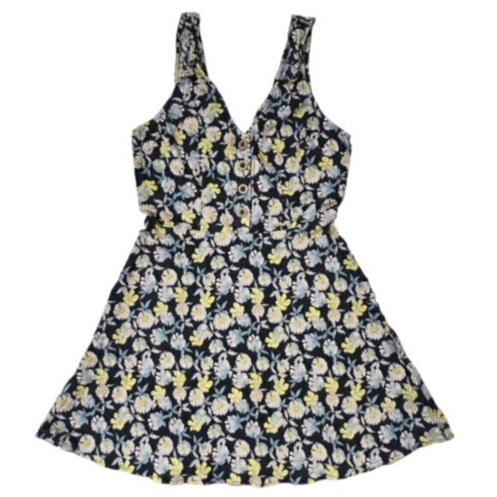 Women's Floral Print Dress Sz XS Sundress Button Front Flared Skirt COTTAGECORE
